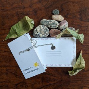 Sunshine Sun Silver Tone Charm Necklace 16-18"